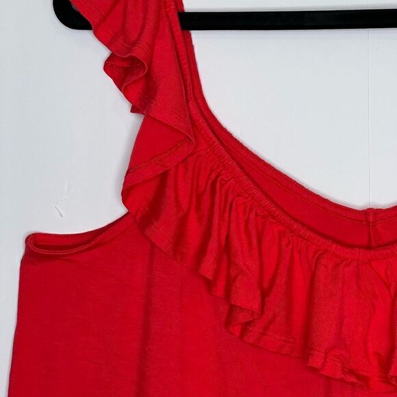 TORRID Super Soft Knits Women's Tank Top Plus Size 1 Orangeish-/Red Ruffle Neck - Picture 6 of 13